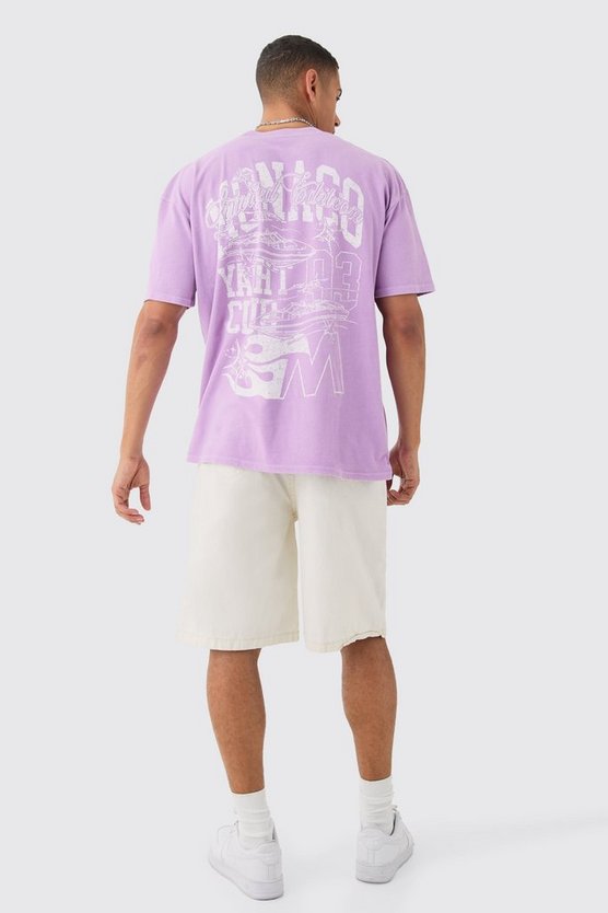 Oversize T-Shirt mit Monaco-Print