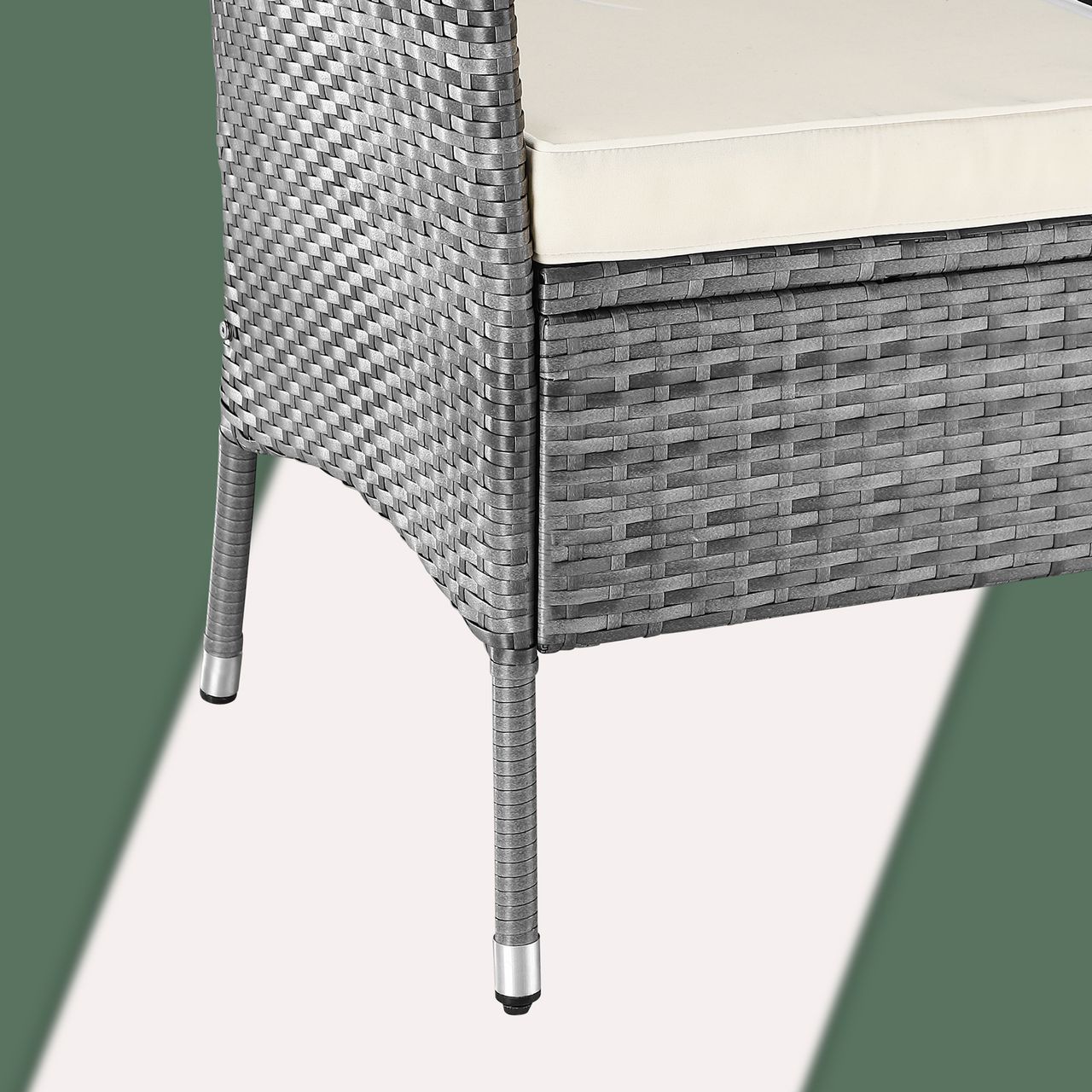 Casaria Polyrattan Kino Bank Grau/Beige 143x64x87cm