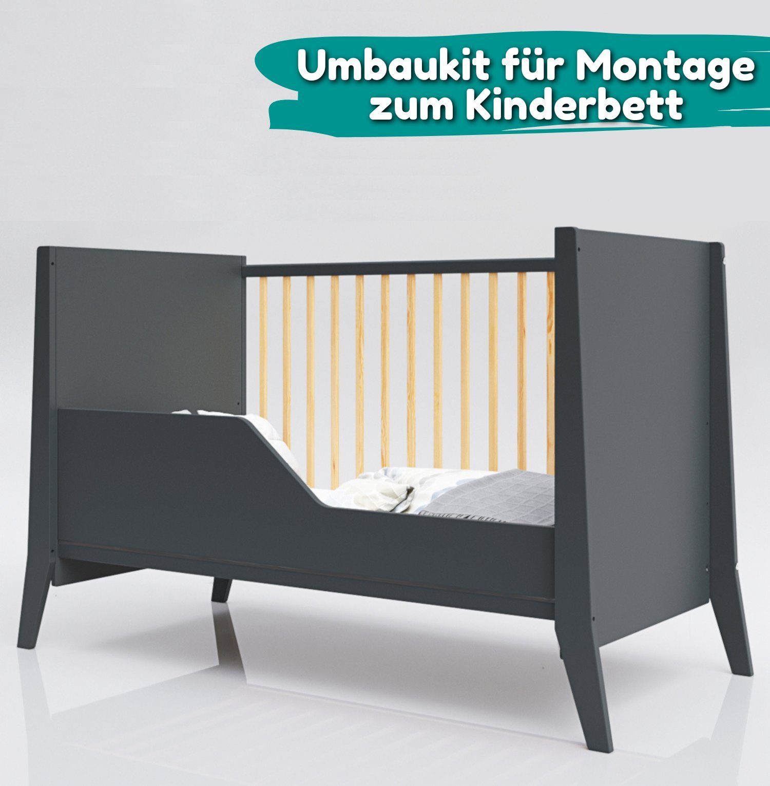 Alavya Home® Babybett PARKER I Qualitätsträume I für den ruhigen Schlaf Ihres Schatzes, Babybett 60x120 Gitterbett mit höhenverstellbar aus Kiefernholz