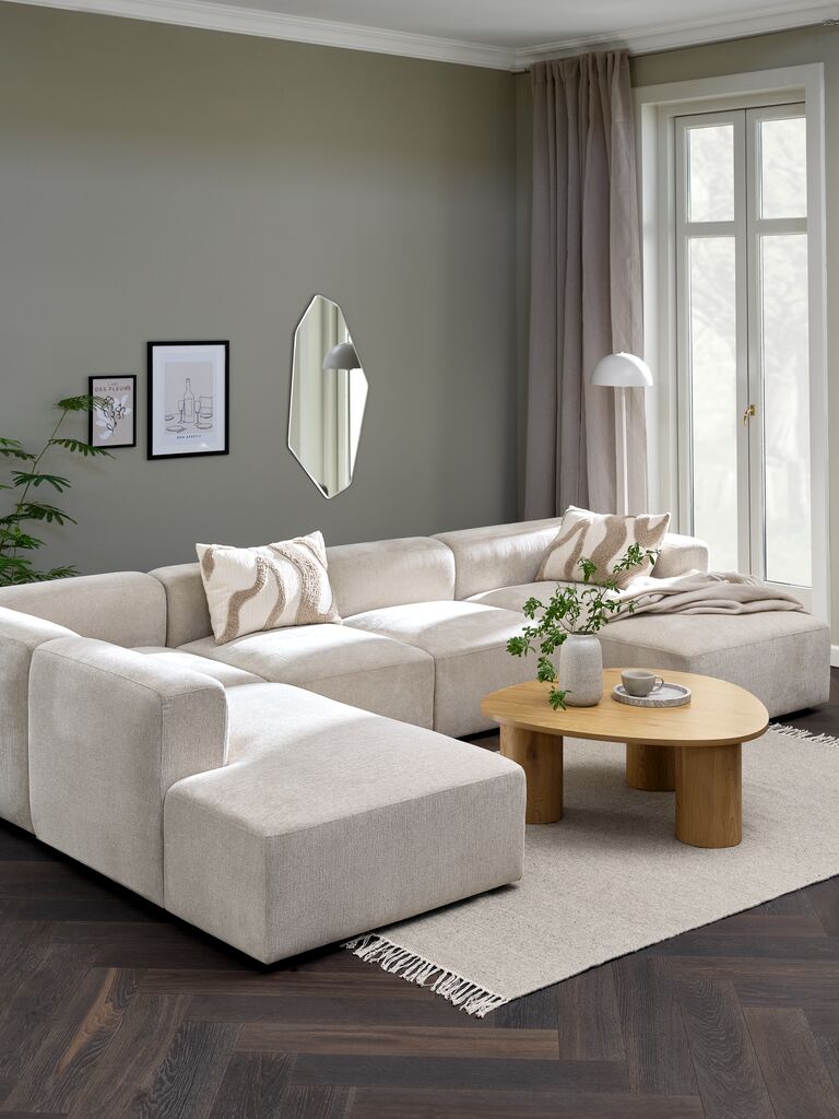 SKEJBY Sofa modułowa SKEJBY 5-osobowy szezlong/otwarta tkanina piaskowa