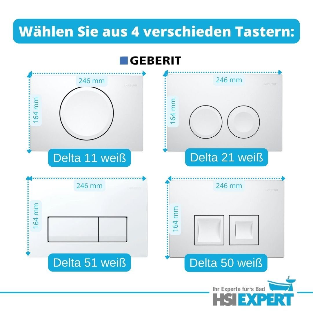 GEBERIT Vorwandelement WC Geberit Vorwandelement + Ference WC + Drückerplatte + WC-Sitz, Komplettset, Mit LotusClean Beschichtung