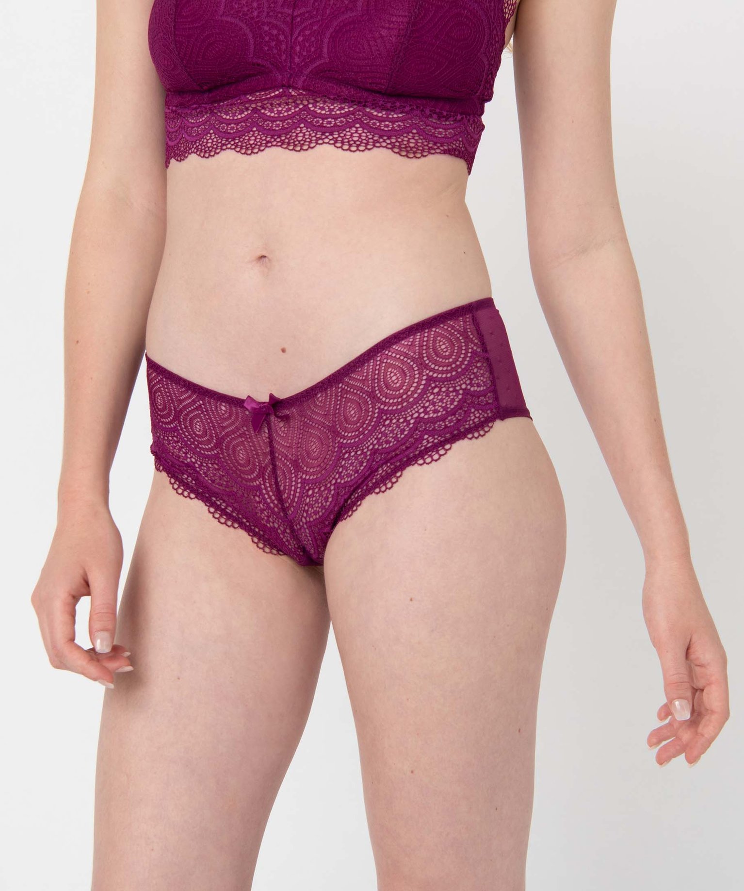 Shorty en dentelle et tulle femme (lot de 2) violet | GEMO