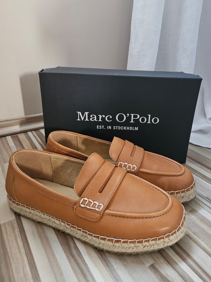 Marc O'Polo Shoes Leder-Espadrilles in Hellbraun günstig kaufen 41