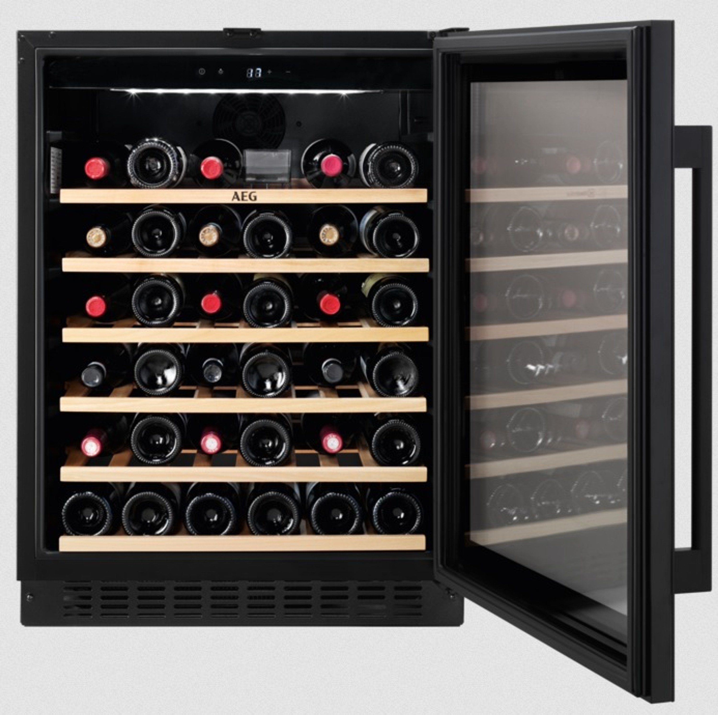 AEG Einbauweinkühlschrank AWUS052B5B, für 52 Standardflaschen á 0,75l,Single-Zone Pro,Ausziehbare Holzablagen,Obere LED-Beleuchtung