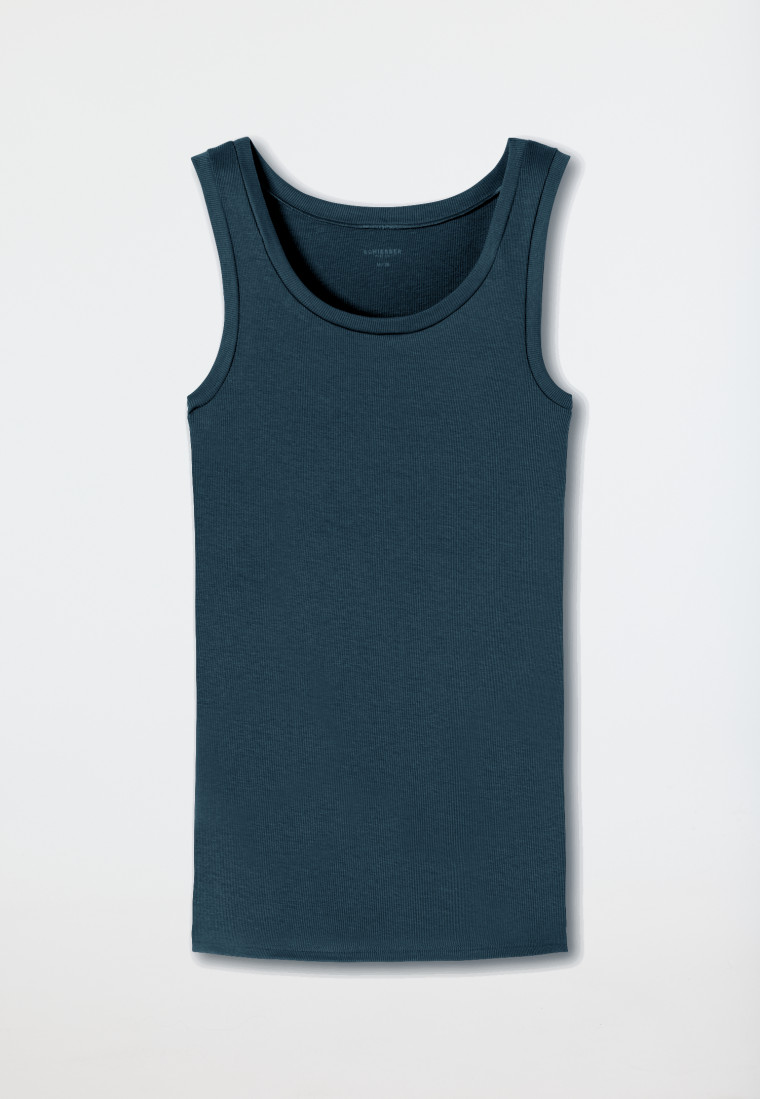 Tanktop Doppelripp Organic Cotton jeansblau - Pure Rib