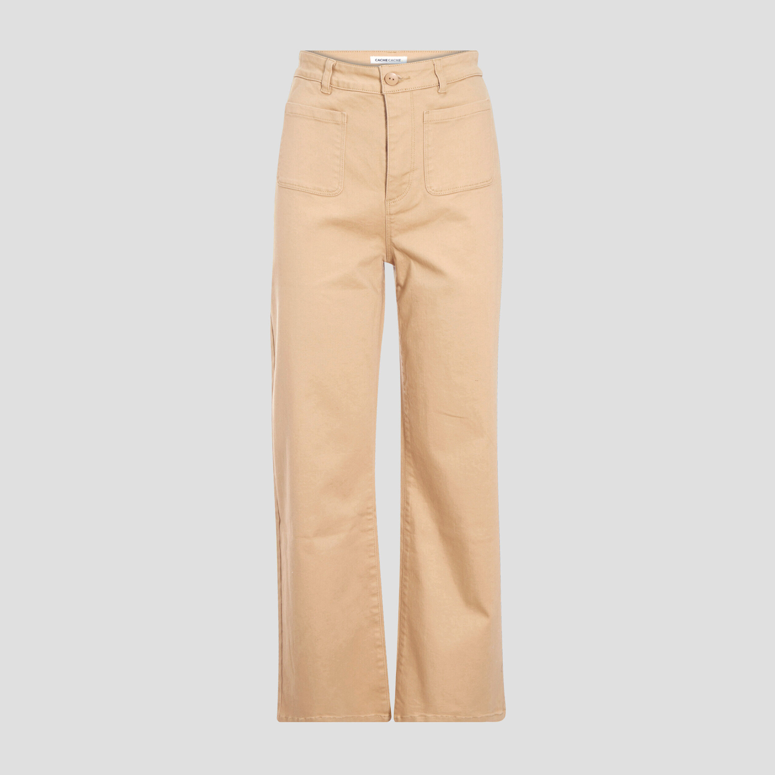 Pantalon large taille haute marron clair femme | Cache Cache