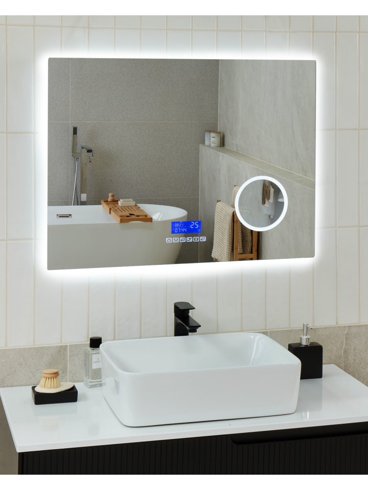 Beliani Badezimmerspiegel MONTARON in Silber - (W) 80 x (H) 60 x (L) 4 cm günstig kaufen onesize