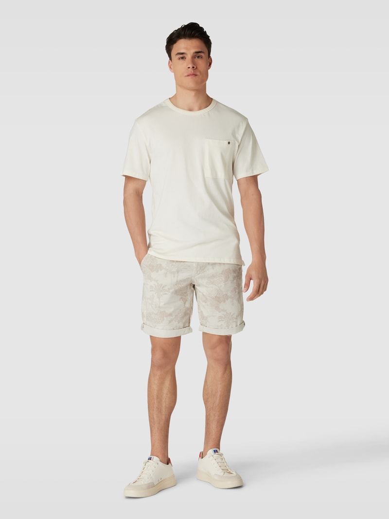 Shorts mit floralem Muster in offwhite meliert