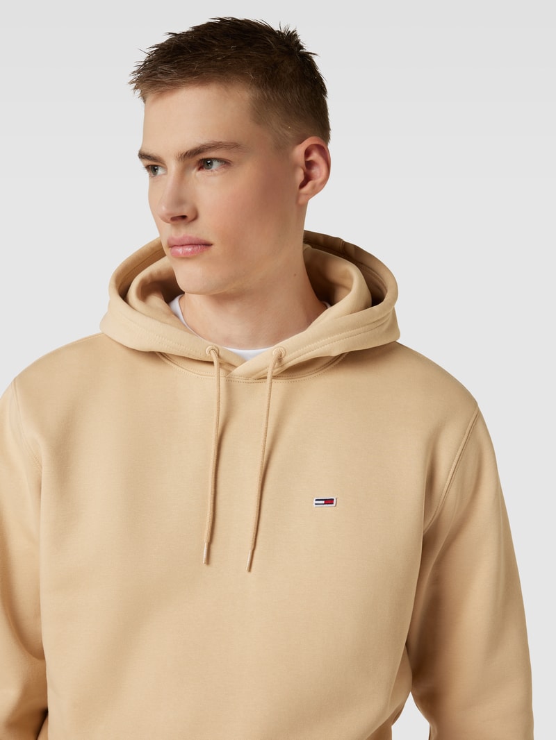 Hoodie mit Label-Stitching in beige