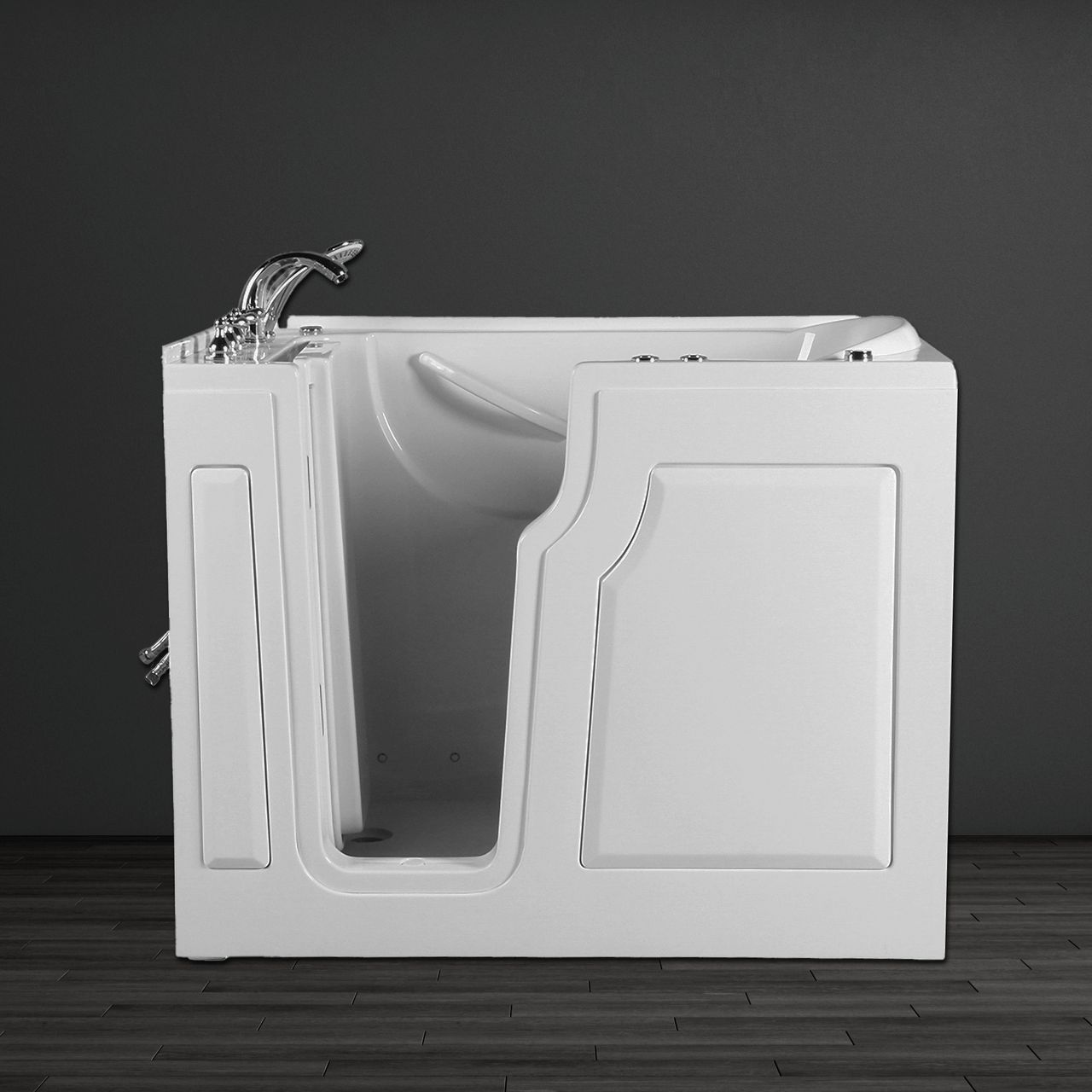 PureHaven Seniorenbadewanne 122x71 cm mit Whirlpool-Funktion Wasserdüsen integrierter Tür für leichten Einstieg pflegeleichte Oberfläche