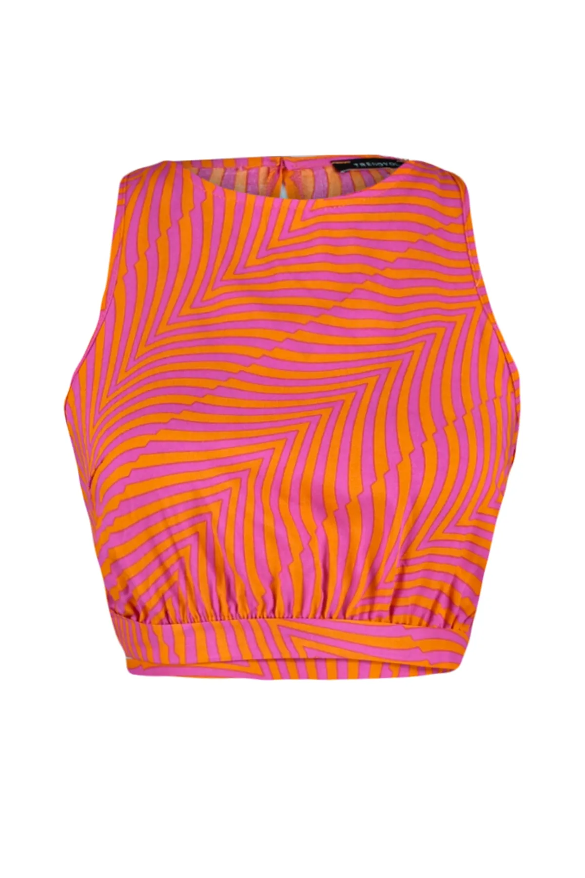 Trendyol Collection  Orangefarbene Bluse aus gewebter Viskose mit geometrischem Muster TWOSS23BZ00046