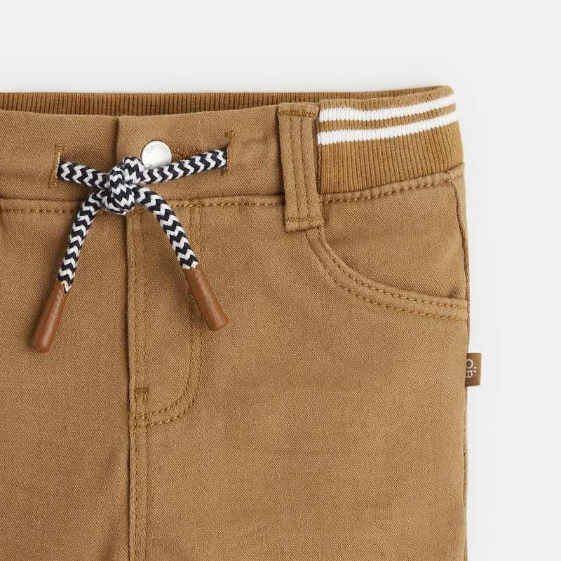 Jean knit-denim taille élastiquée marron bébé garçon
