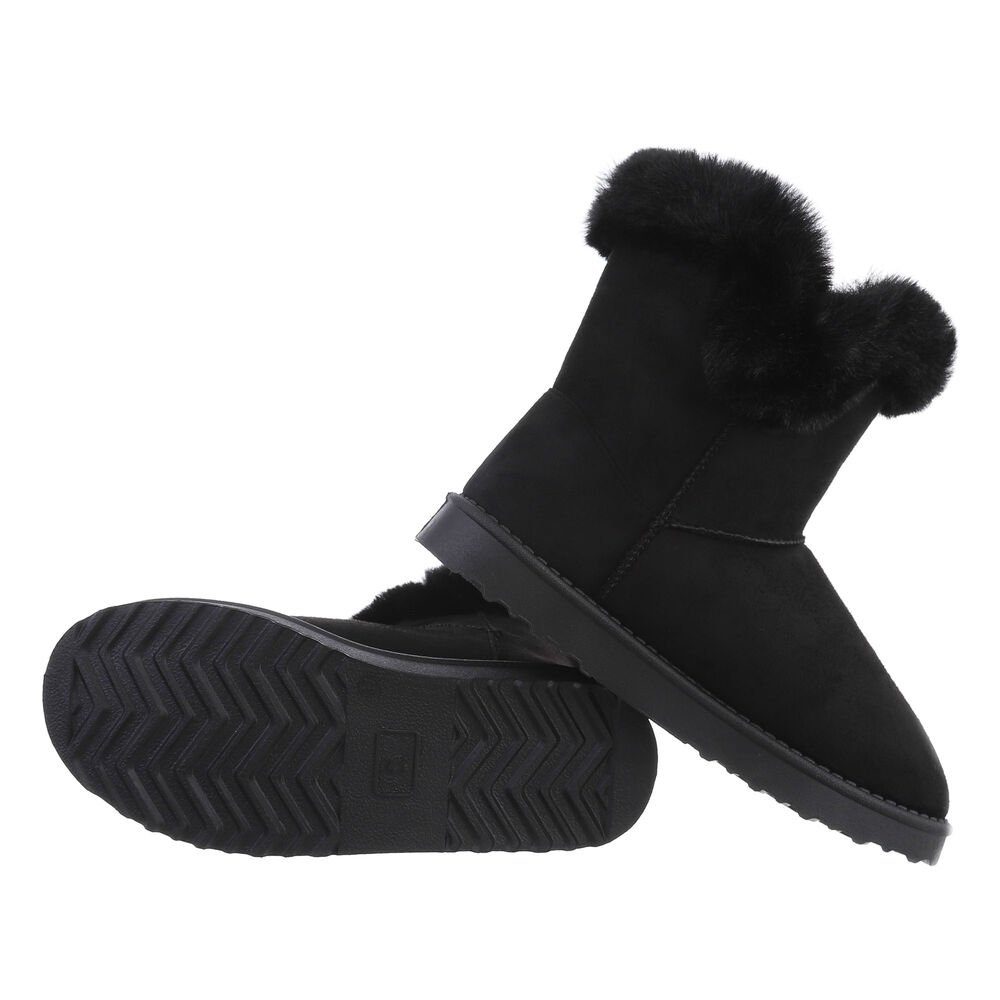 Ital-Design Damen Snowboots Freizeit Snowboots Flach Flache Stiefeletten in Schwarz