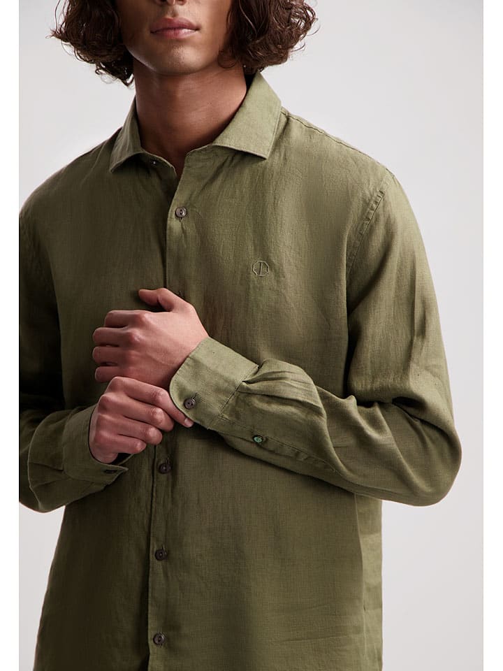 DSTREZZED Leinen-Hemd in Khaki günstig kaufen