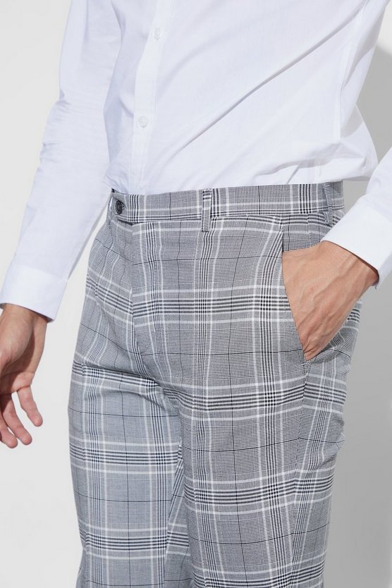 Schwarze karierte Skinny Hose