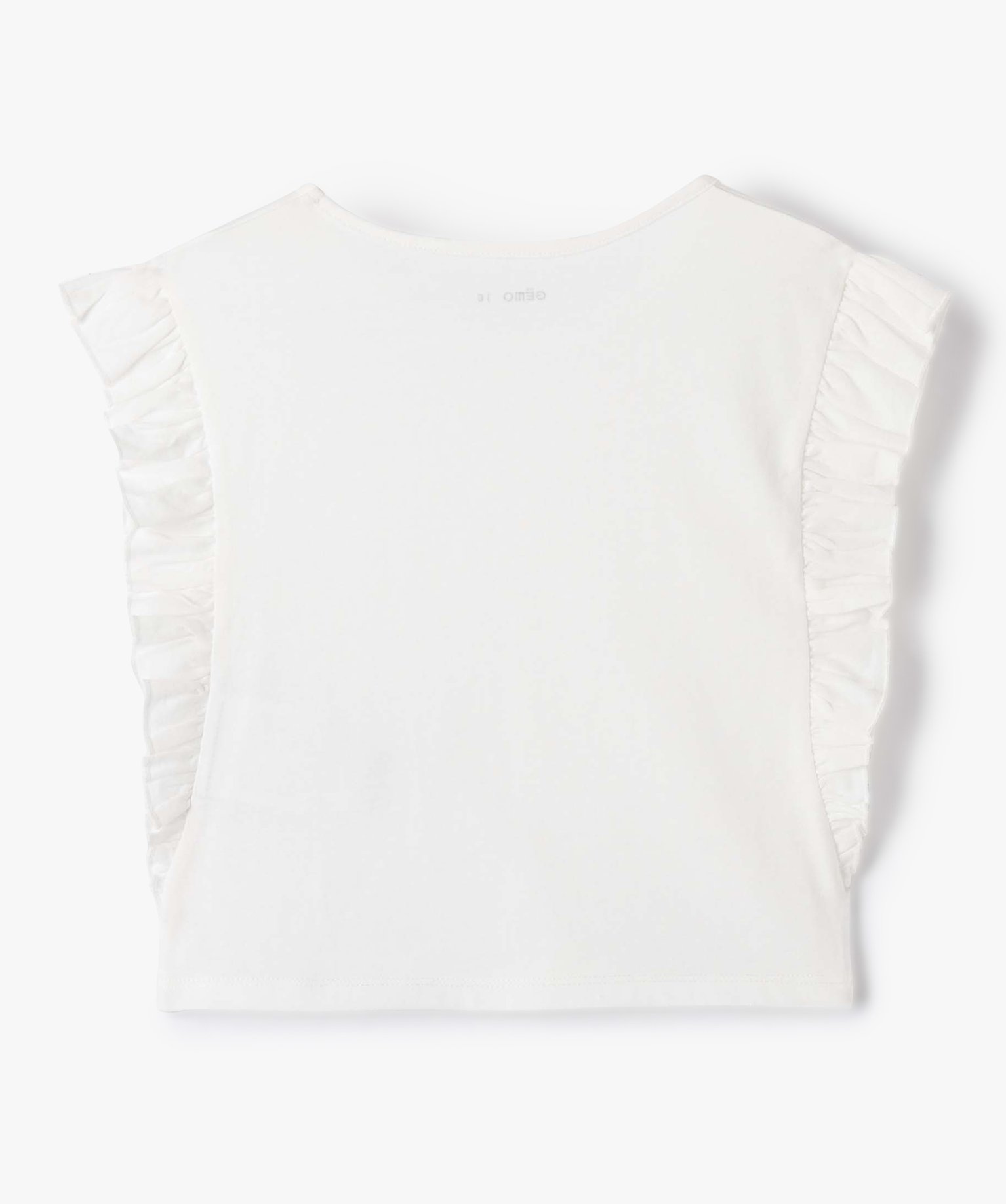 Tee-shirt fille avec volants sur les ctés ecru | GEMO