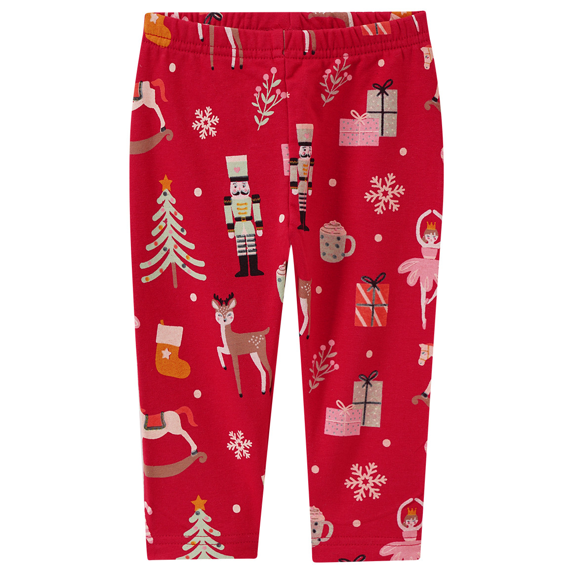 Baby Weihnachtsleggings mit bunten Motiven rot