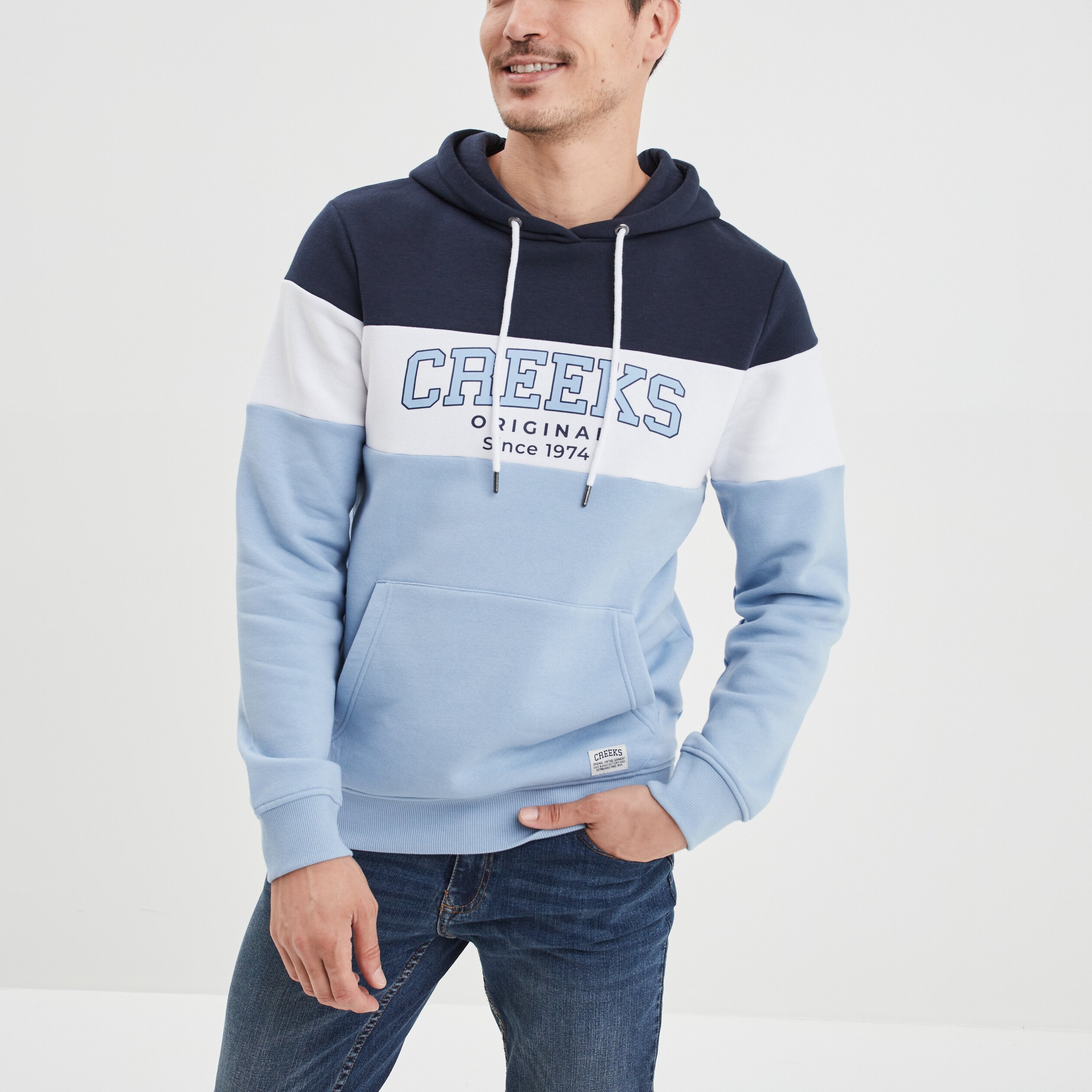 Sweat à capuche hoodie Creeks bleu ciel homme | La Halle