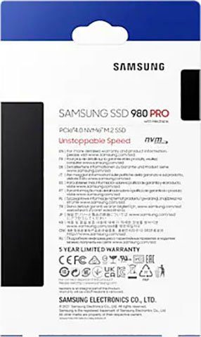 Samsung 980 PRO Heatsink interne SSD (1 TB) 7000 MB/S Lesegeschwindigkeit, Playstation 5 kompatibel