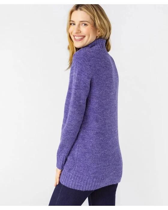 Pull col roulé, maille chinée chaude Thermolactyl