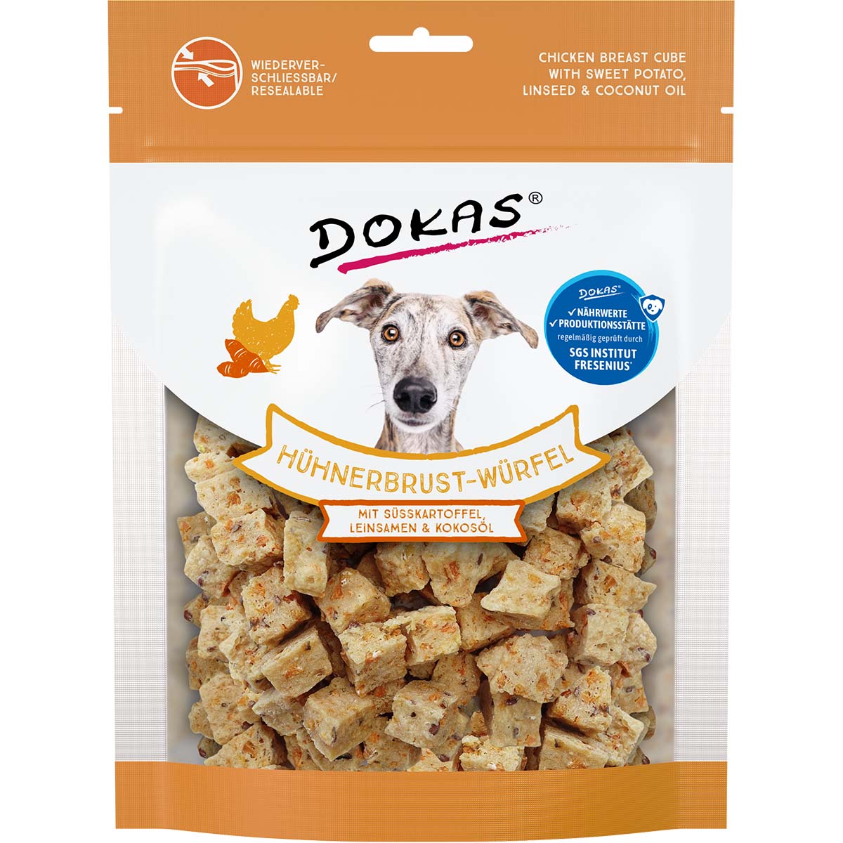 Dokas Hühnerbrust-Würfel mit Süsskartoffel, Leinsamen & Kokosöl