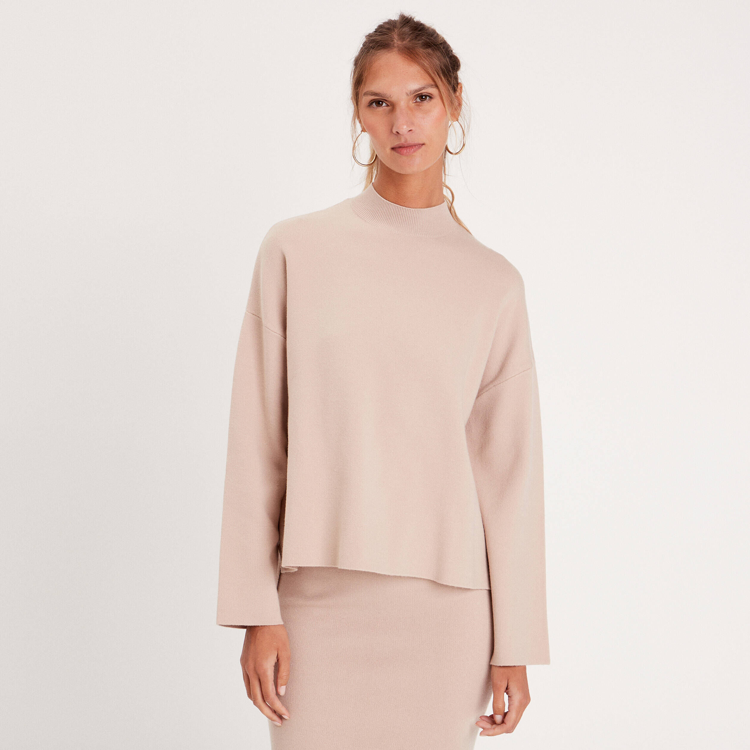 Pull col montant sable femme | Cache Cache