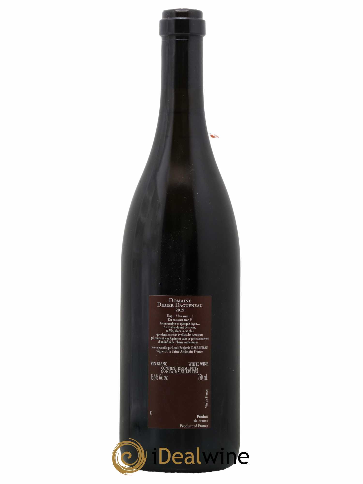 Vin de France (anciennement Pouilly-Fumé) Pur Sang Dagueneau (Domaine Didier - Louis-Benjamin)  2019 - Lot de 1 Bouteille