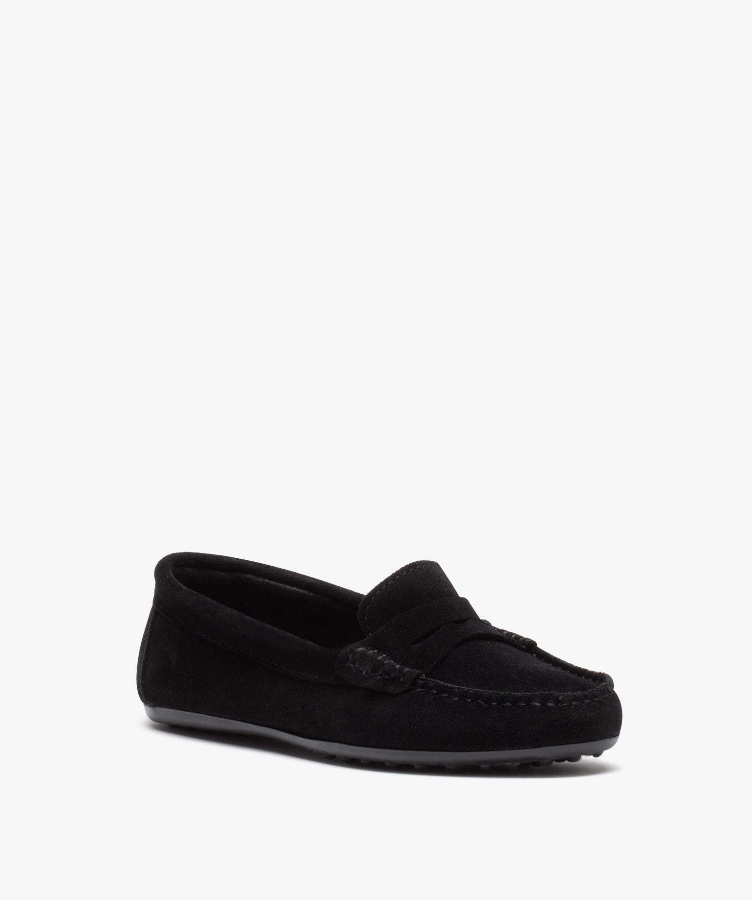 Mocassins femme confort unis en cuir velours noir | GEMO