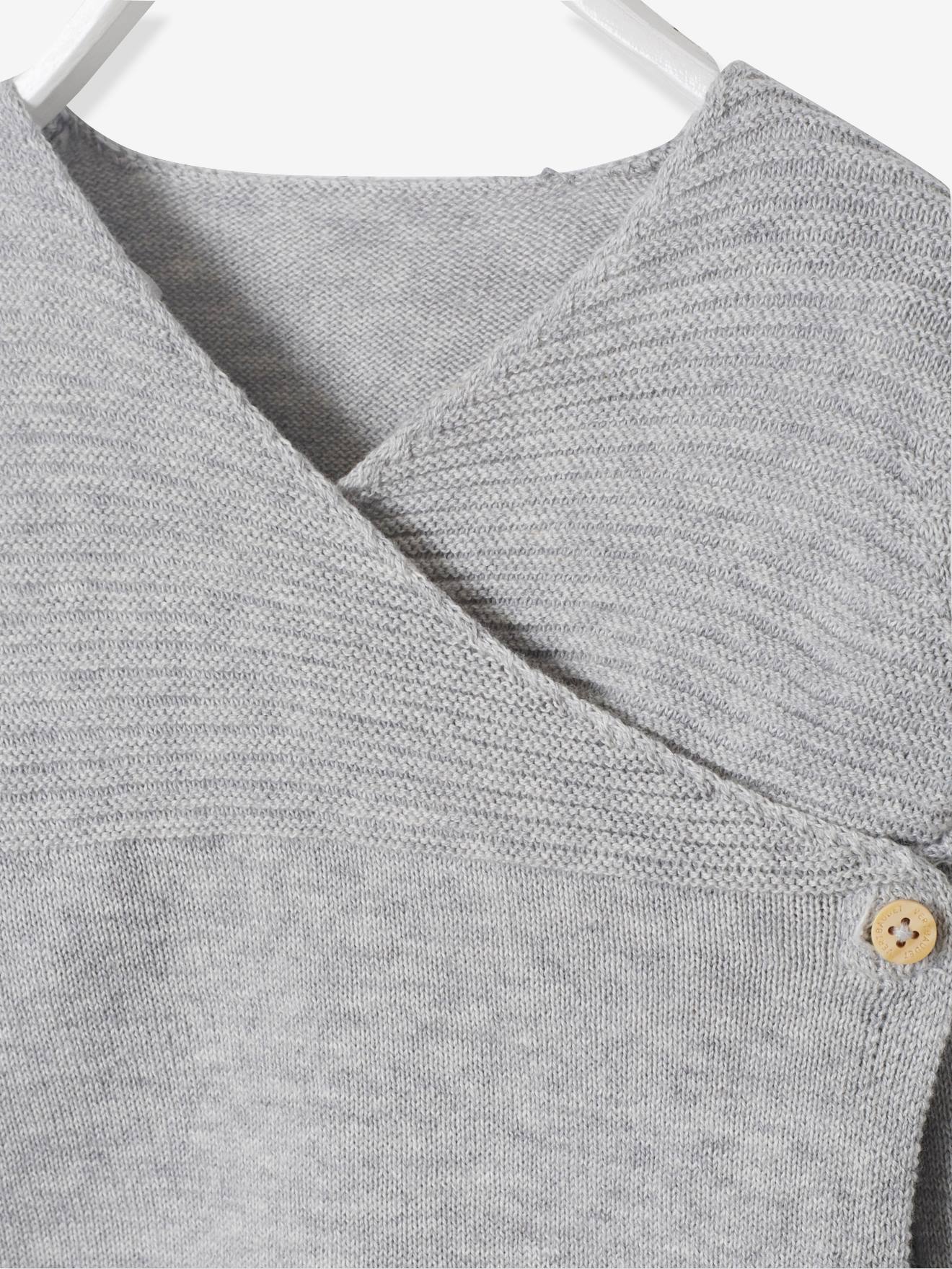 Vertbaudet Bio-Kollektion: Strickjacke für Neugeborene Oeko-Tex - grau meliert