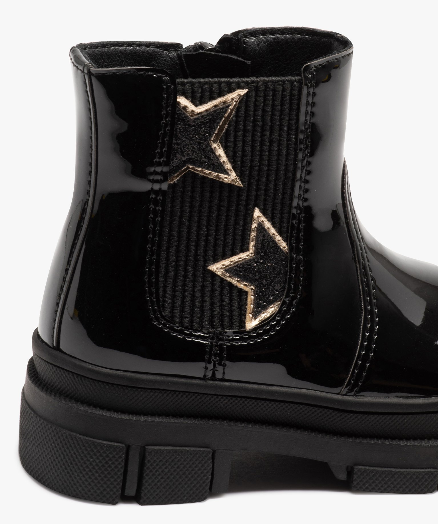 Boots fille style Chelsea dessus verni à semelle crantée e... noir | GEMO
