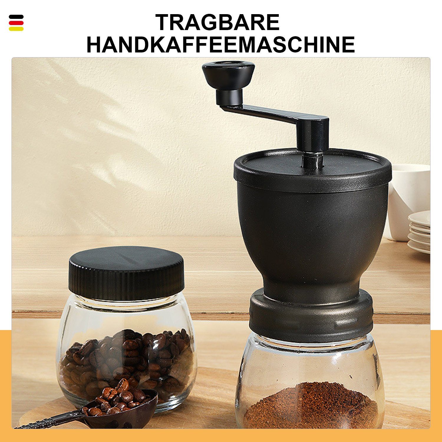 MAGICSHE Kaffeemühle Tragbare Handkurbel-Kaffeemaschine Kaffeebohnenmahlwerk