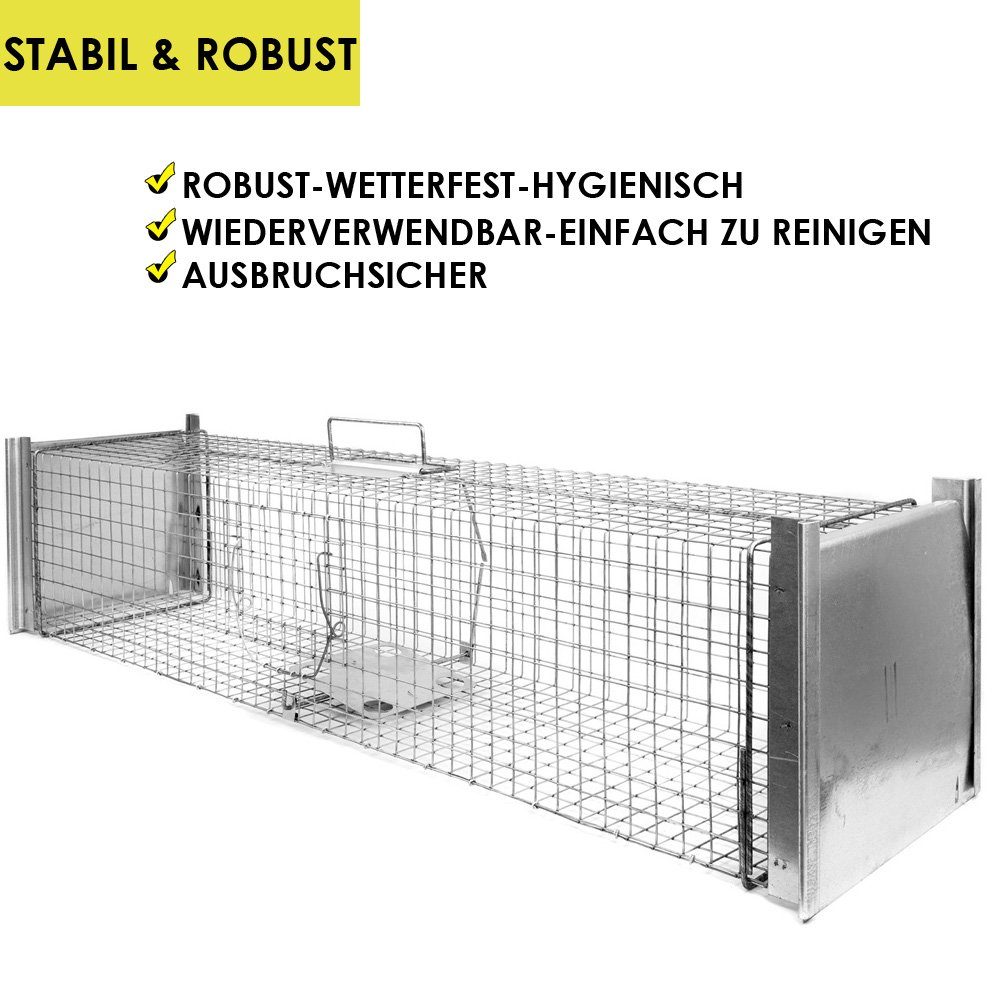 Petigi Köderbox Tierfalle Lebendfalle Marderfalle Stable Drahtfalle 120 x 26 x 26 cm