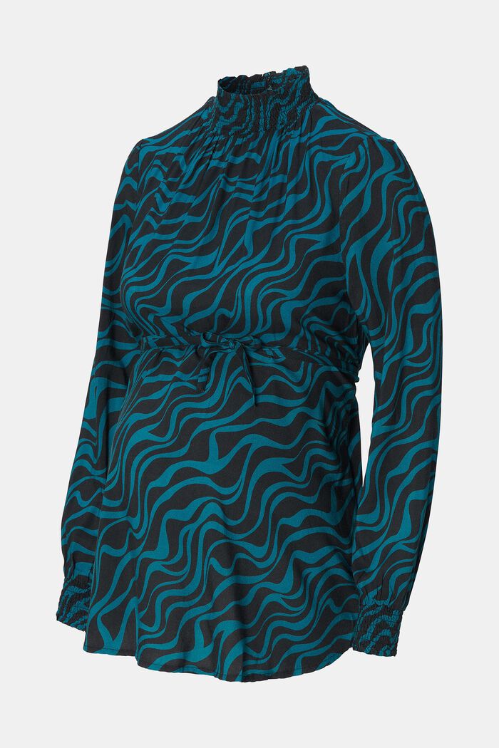 Bluse mit Stehkragen und Muster