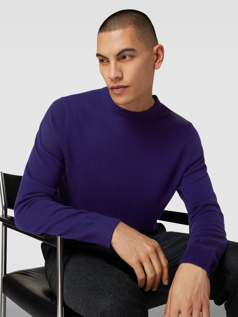 Strickpullover aus Kaschmir mit Rundhalsausschnitt in pflaume