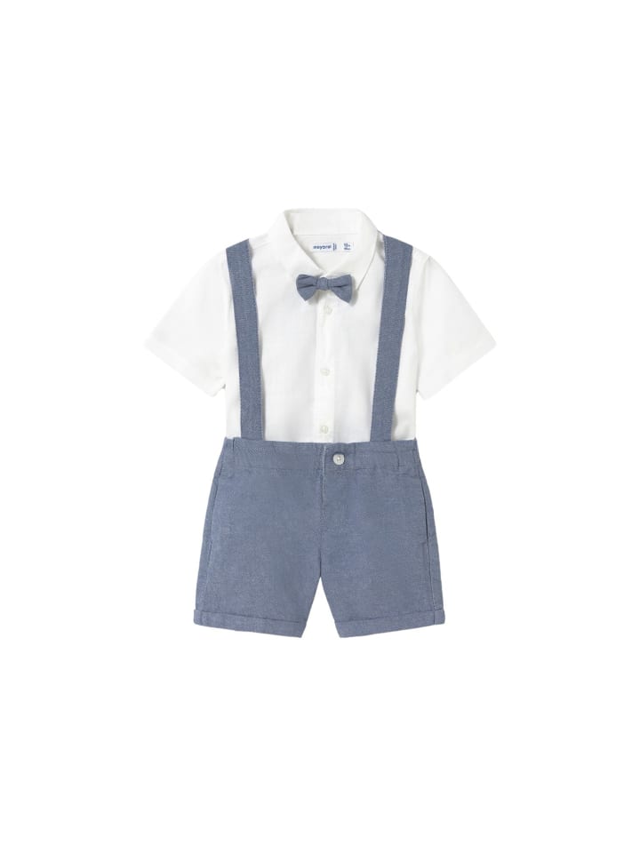 Mayoral Sommerset Hemd mit Fliege & Bermuda in blau günstig kaufen