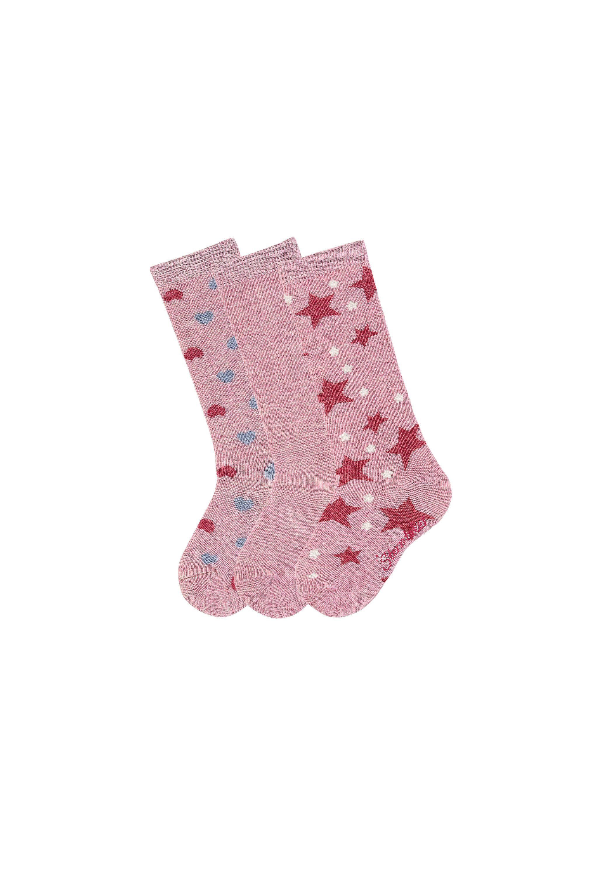 Sterntaler® Kniestrümpfe Kniestrümpfe Herzen, 3er-Pack (3-Paar) Hohe Socken - Strümpfe, Kniestrümpfe 3er-Pack Herzen, Kinderkniestrümpfe mit Stern und Herz Motiven, Weiche Kinder Kniesocken mit hohem Baumwollanteil, Marine oder Rosa - Winterstrümpfe