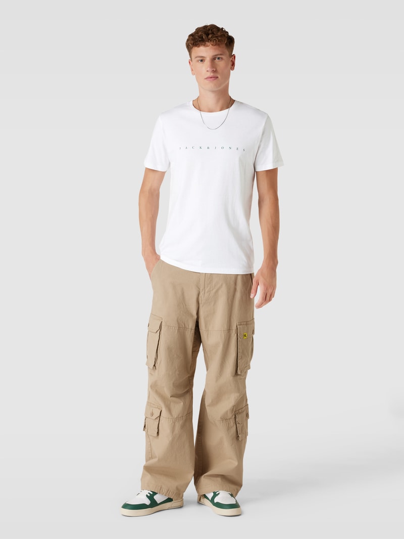 T-Shirt aus Baumwolle mit Label-Detail Modell 'FONT' in weiß