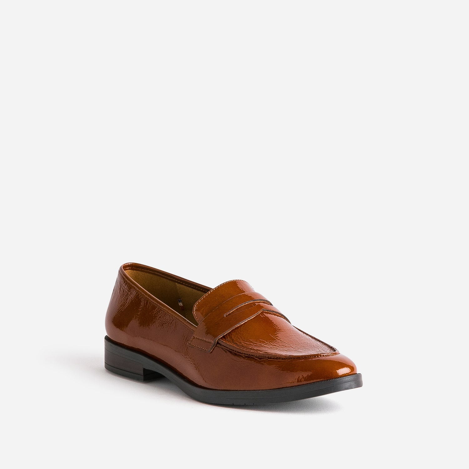 Mocassin ERAM FLEX caramel en cuir verni