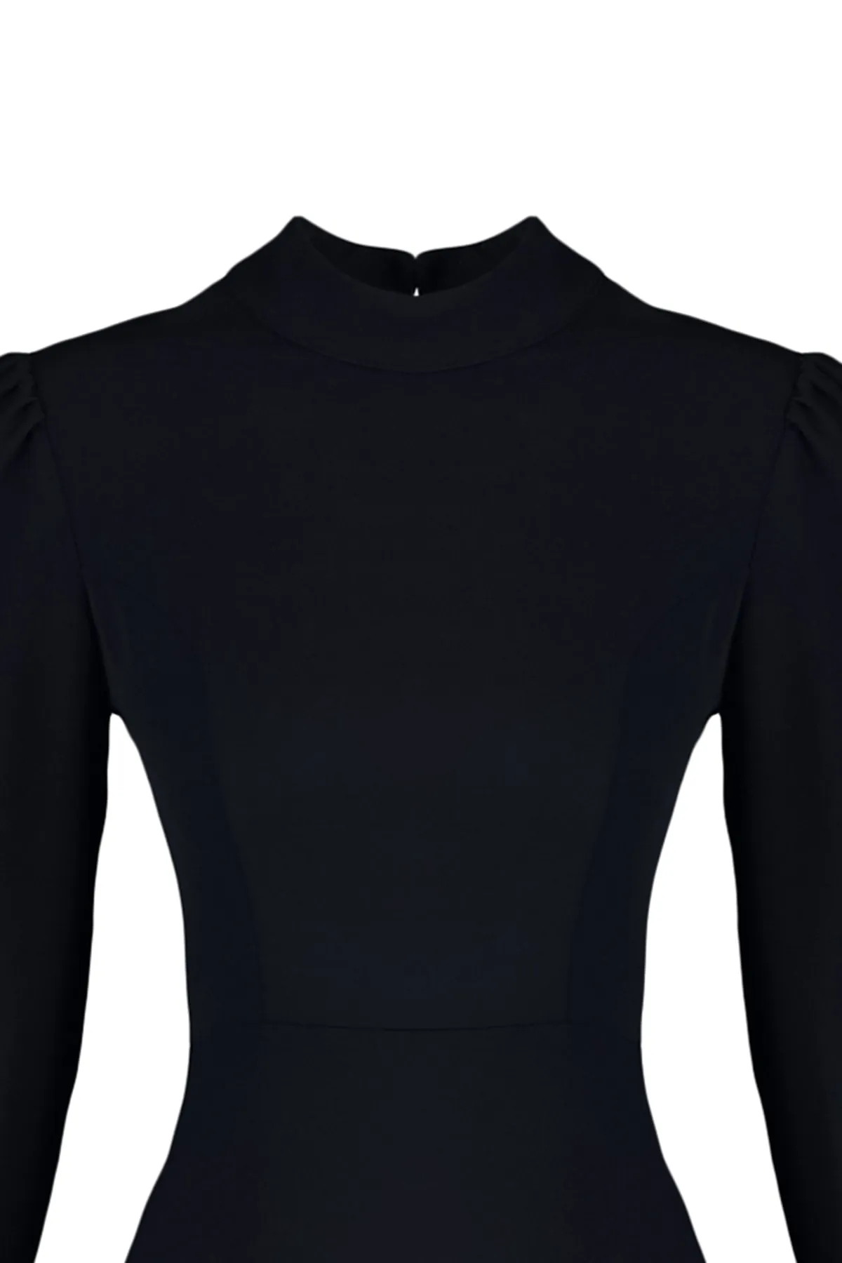 Trendyol Collection  Marineblaues gewebtes Kleid mit Mini-Stehkragen und Volant TWOAW21EL1816