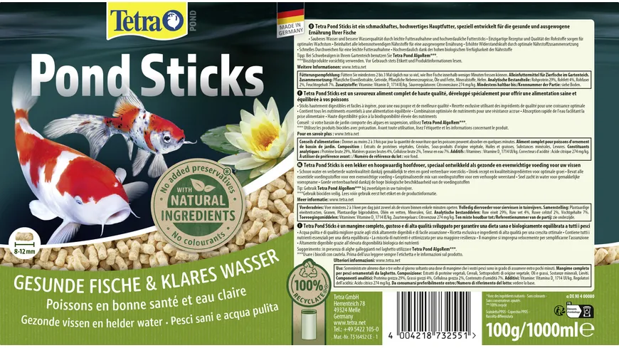 Tetra Pond Sticks Fischfutter 1 l
