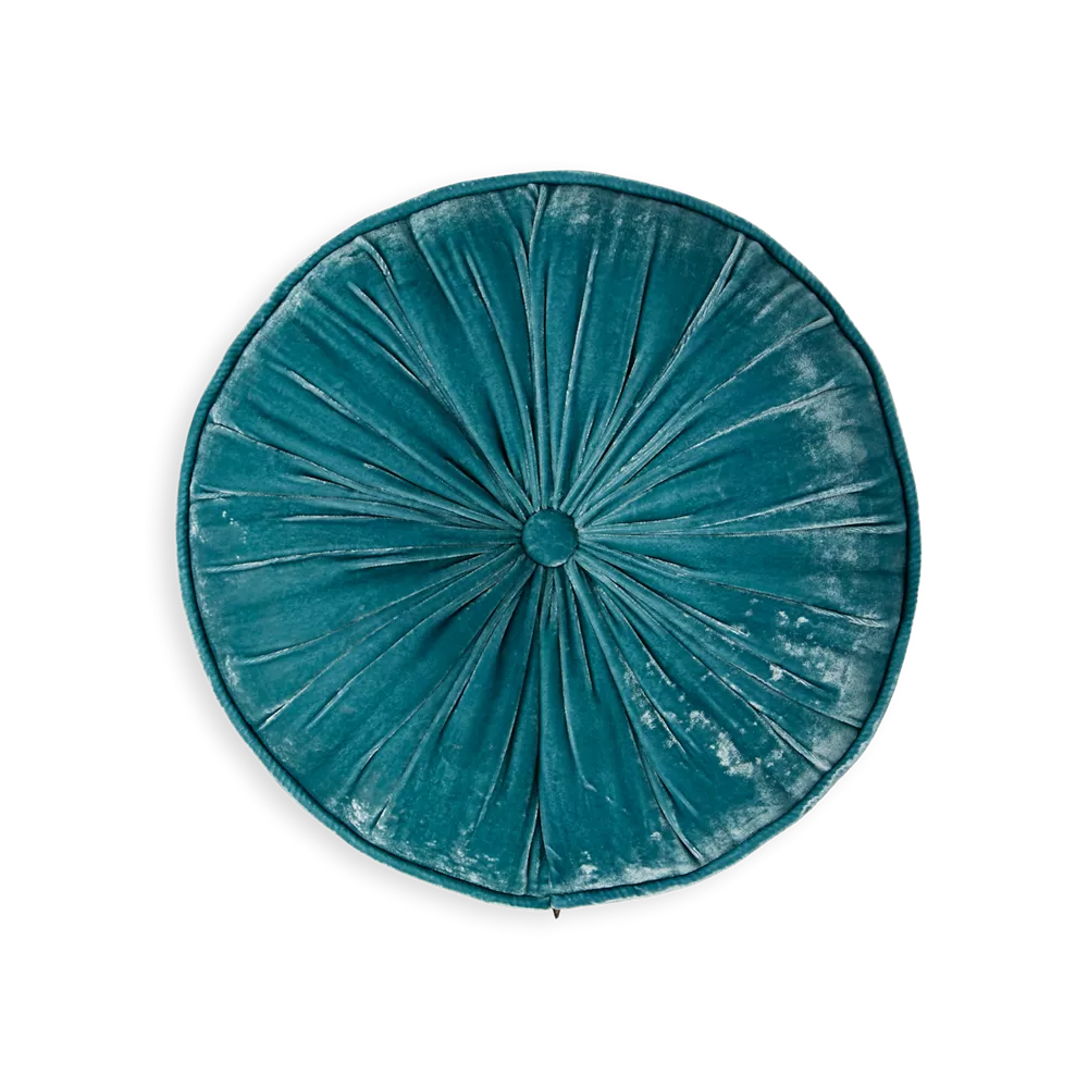 Coussin rond en velours de soie et viscose de la collection House of Rituals Saigon
