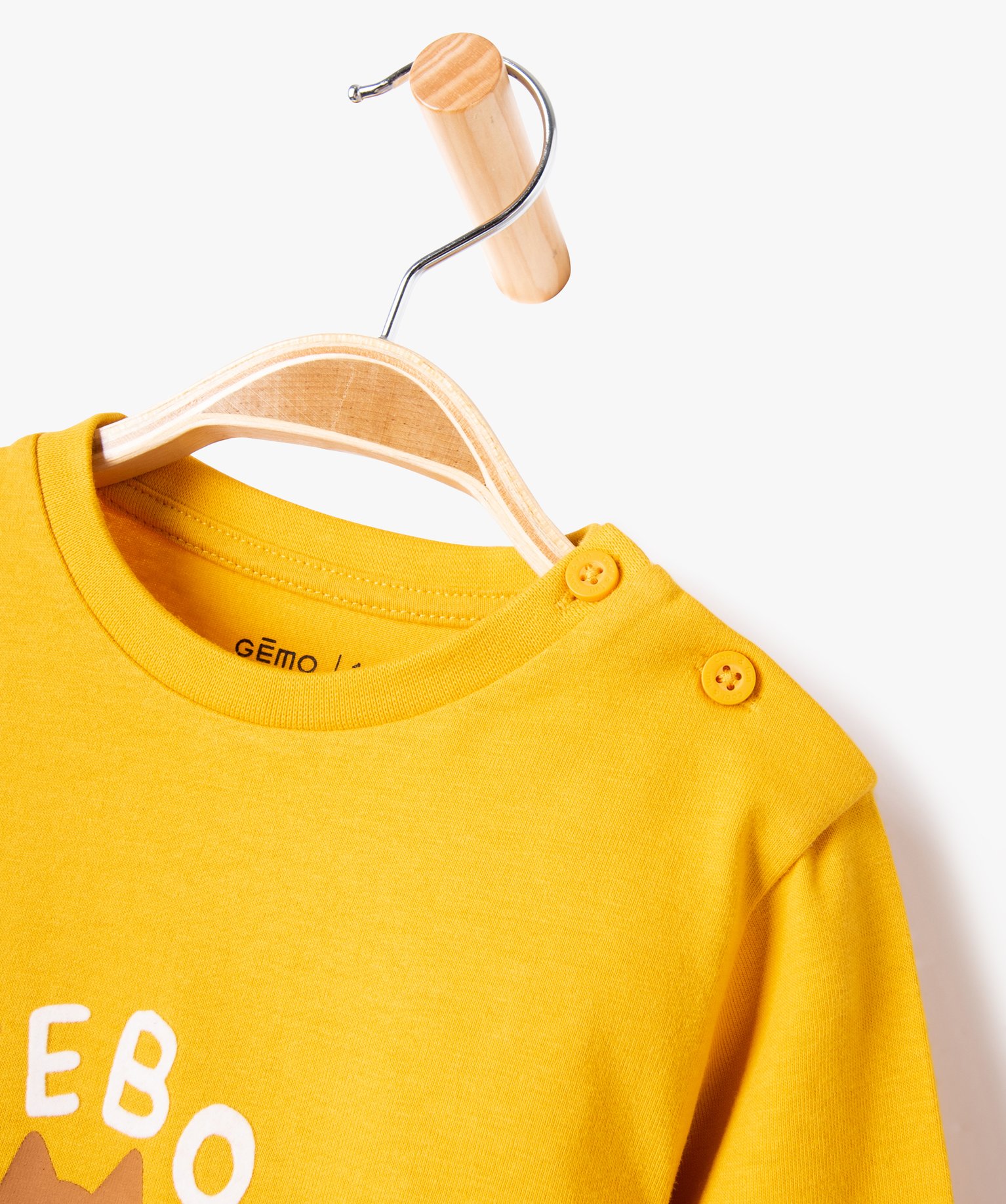 Tee-shirt imprimé à manches longues en coton bébé Garçon jaune | GEMO