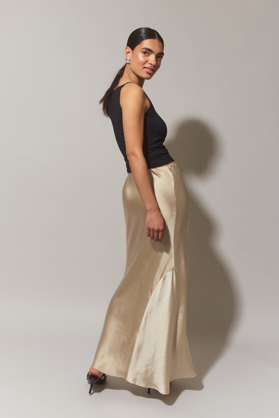 Satin mermaid maxi skirt