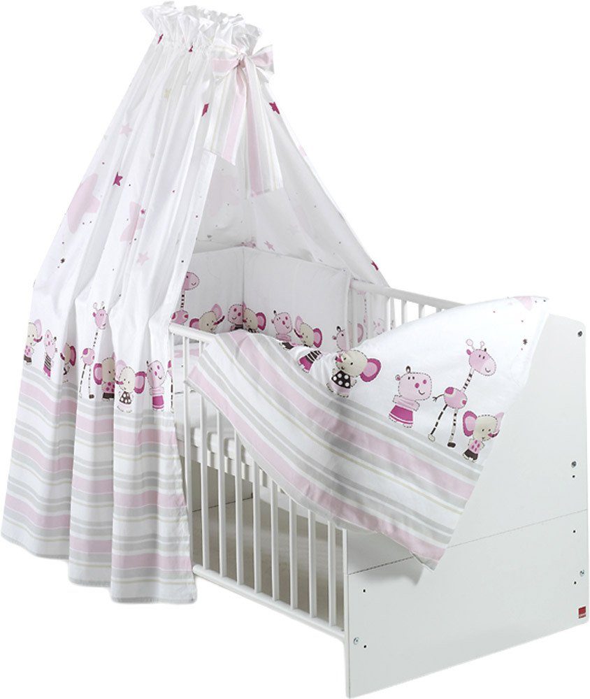 Bett-Set, Schardt 4- teiliges Bettset Druckmotiv Banjo pink, Schardt, Bettset 3 teilig Bettbezug Kopfkissenbezug Nestchen