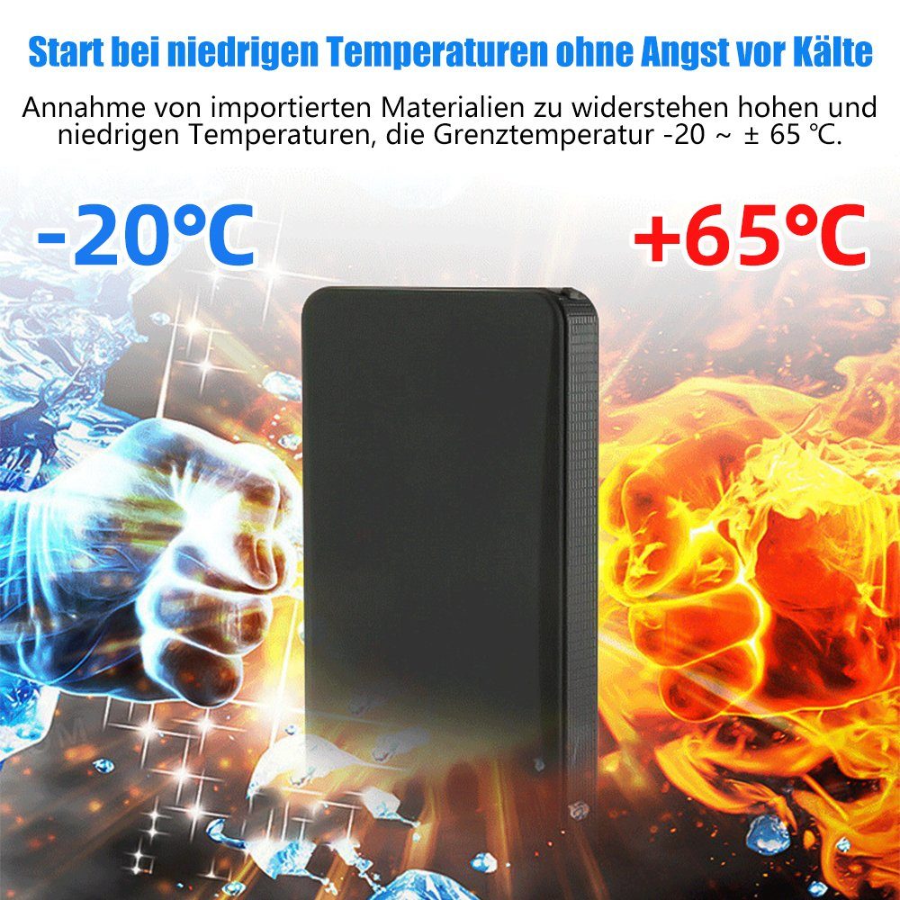 MDHAND Schwarzes tragbares 6000mAh Autobatterie-Ladegerät (2-tlg., Fast Charge)