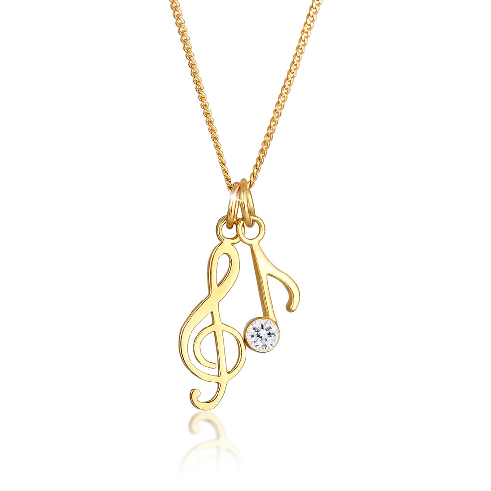 Elli Elli Collier Pendentif pour dames Symbole musical filigrane avec cristaux en 925/ collier