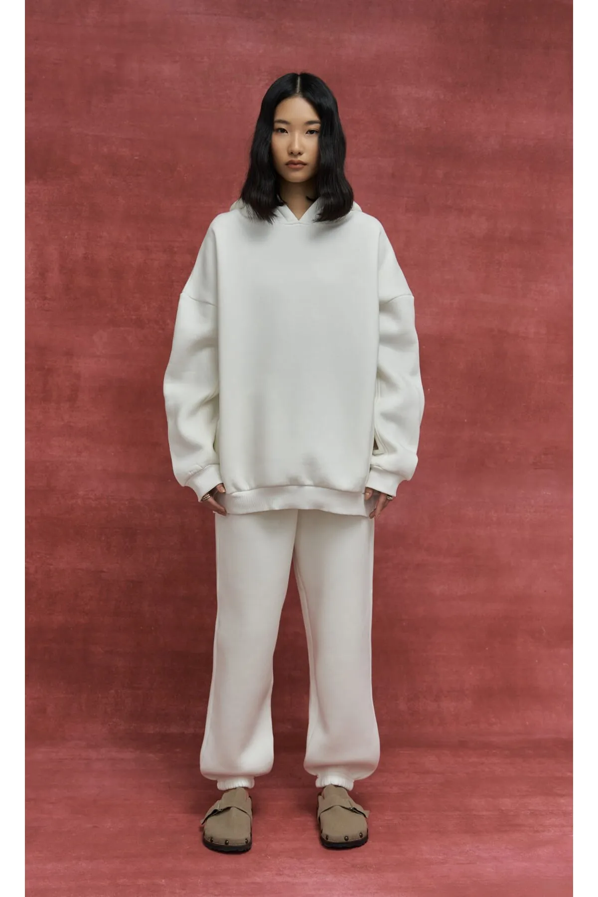 MAİ COLLECTİON  Morgan Ecru Oversize-Trainingsanzug-Set