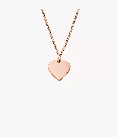 Fossil Kette Drew Heart Edelstahl roségoldfarben