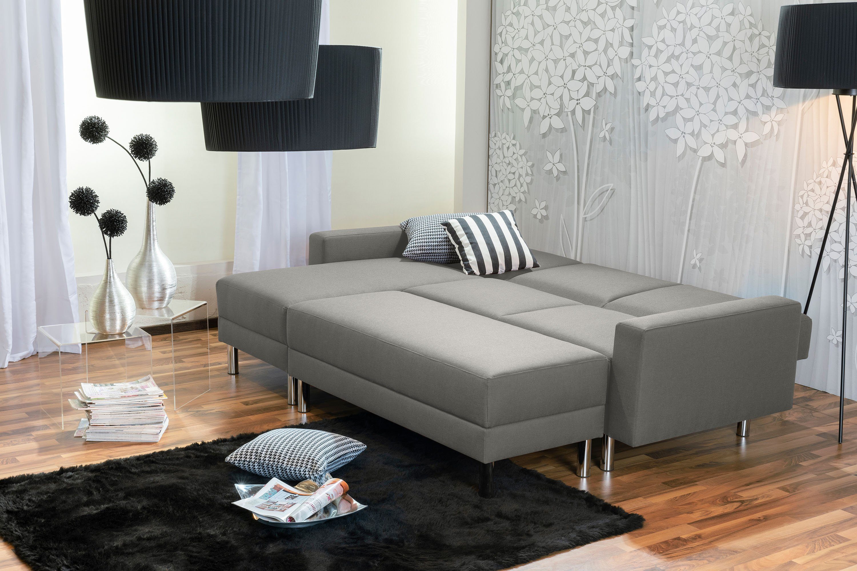 Max Winzer® Loungesofa Just Fashion Funktionssofa Flachgewebe hellgrau, 1 Stück, Made in Germany