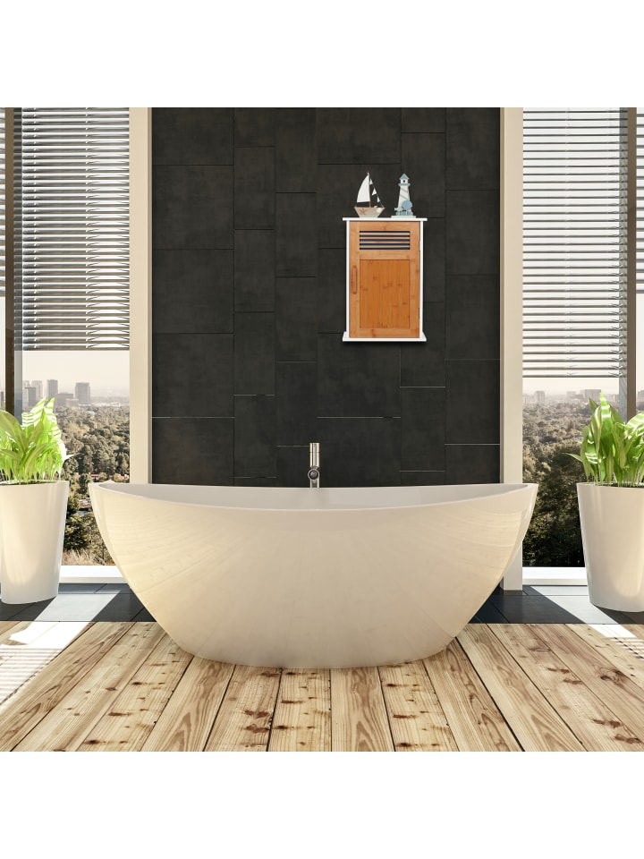 relaxdays Badhängeschrank in Weiß/Natur - (B)35 x (H)51,5 x (T)20 cm günstig kaufen onesize
